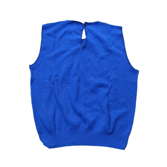 Vintage 1940s-1960s Bright Blue Sleeveless Knit Crewneck Sweater Vest Top Sz XXS - Picture 5 of 6